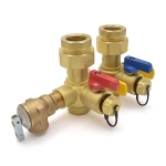Lead-Free 1" NPT Tankless Water Heater Service Valve Kit w/ Pressure Relief Valve
