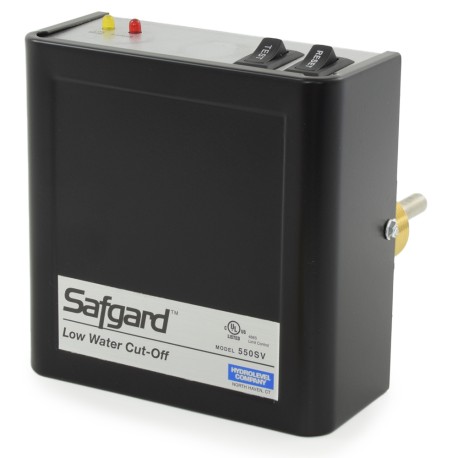 Safgard 550SV, Low Water Cut-Off w/ Manual Reset & Test Button, Short Probe, Gas or Oil, 120V Hydrolevel