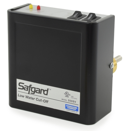 Hydrolevel Safgard 550SV, Low Water Cut-Off w/ Manual Reset & Test Button, Short Probe, Gas or Oil, 120V