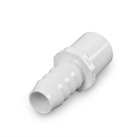 Spears 3/4" Barbed Insert x 3/4" Spigot (1/2" Socket) Nesting PVC Adapter, Sch 40, White