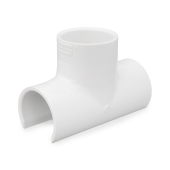 Spears 1-1/4" PVC Pipe x 1-1/4" Socket, Snap-On Saddle Tee, Sch 40 - Image 1