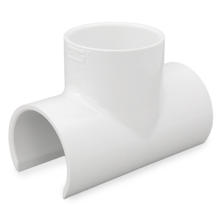 Spears 2" PVC Pipe x 2" Socket, Snap-On Saddle Tee, Sch 40