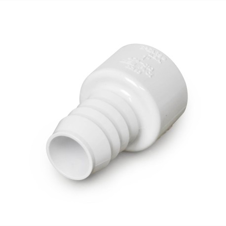 Spears 1" Barbed Insert x 1" Socket PVC Adapter, Sch 40, White