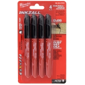 (Pack of 4) Fine Point Inkzall Jobsite Permanent Markers, Black Milwaukee