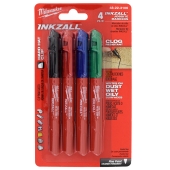 (Pack of 4) Fine Point Inkzall Jobsite Permanent Markers, Colored Milwaukee