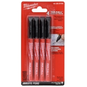 (Pack of 4) Ultra Fine Point Inkzall Jobsite Pens, Black Milwaukee