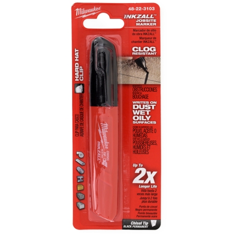Milwaukee Medium Chisel Tip Inkzall Jobsite Permanent Marker, Black