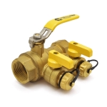 1-1/4" NPT Threaded Purge & Fill Ball Valve w/ Hose Drains