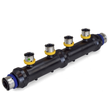 Viega 4-Port PEX Press Manifold, Open, 3/4" x 3/4" x 1/2"