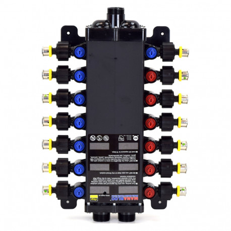 14-Port, 1/2" PEX Press ManaBloc Manifold, (6) Hot, (8) Cold Viega