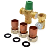 Taco 1" Union Sweat Mixing Valve w/ Temperature Gauge (Lead-Free), 85-175F - Image 2
