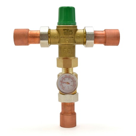 Taco 1" Union Sweat Mixing Valve w/ Temperature Gauge (Lead-Free), 85-175F