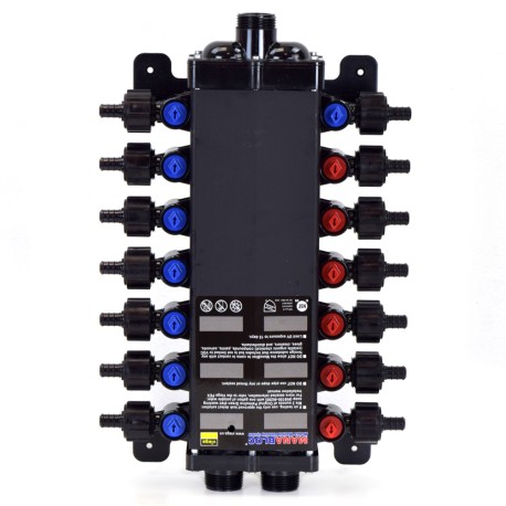 Viega 14-Port, 1/2" PEX Crimp ManaBloc Manifold, (6) Hot, (8) Cold