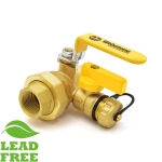 3/4" Sweat (Solder) x NPT Threaded Union Brass Ball Valve w/ Hose Drain, Full Port (Lead-Free)
