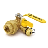 Webstone Valves 1" Sweat (Solder) x NPT Threaded Union Brass Ball Valve w/ Hose Drain, Full Port - Image 1