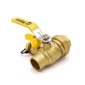 Webstone Valves 1" Sweat (Solder) x NPT Threaded Union Brass Ball Valve w/ Hose Drain, Full Port - Image 2