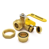 Webstone Valves 1" Sweat (Solder) x NPT Threaded Union Brass Ball Valve w/ Hose Drain, Full Port - Image 3