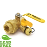 1" Sweat (Solder) x NPT Threaded Union Brass Ball Valve w/ Hose Drain, Full Port (Lead-Free)