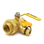 1-1/4" Sweat (Solder) x NPT Threaded Union Brass Ball Valve w/ Hose Drain, Full Port