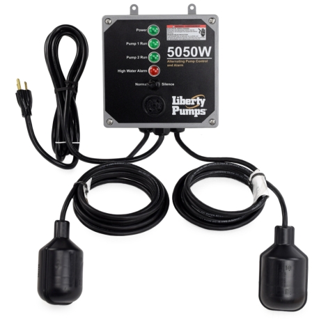 Liberty Pumps Indoor Duplex Sump Pump Control w/ Wide Angle Floats, 10ft cord, 115V, up to 1HP (15A)