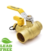 Webstone Valves 1-1/4" Sweat (Solder) Brass Ball Valve w/ Hose Drain, Full Port (Lead-Free) - Image 3