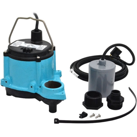 Little Giant 6-CIA-RFS Automatic Sump Pump w/ Piggyback Wide Angle Float Switch and 10' cord, 1/3 HP, 115V