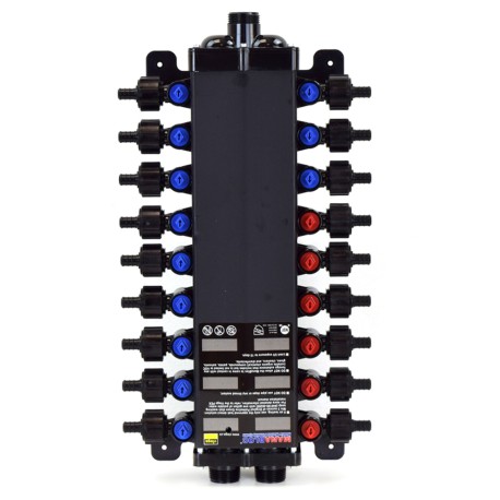 Viega 18-Port, PEX Crimp ManaBloc Manifold (3/8" PEX - (6) Hot & (7) Cold 1/2" PEX - (2) Hot & (3) Cold)