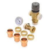 Caleffi 1" Press Union, MixCal Mixing Valve (Lead-Free) w/ Temperature Gauge, 85-150F - Image 2