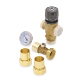 Caleffi 1" Sweat Union, MixCal Mixing Valve (Lead-Free) w/ Temperature Gauge, 85-150F - Image 2