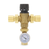 Caleffi 1" Sweat Union, MixCal Mixing Valve (Lead-Free) w/ Temperature Gauge, 85-150F - Image 1