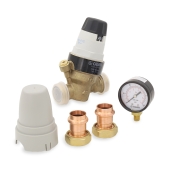 Caleffi 3/4" Press Union, PresCal Pressure Reducing Valve w/ Gauge, 15-90 psi (Lead-Free) - Image 2