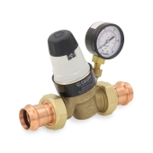 Caleffi 1" Press Union, PresCal Pressure Reducing Valve w/ Gauge, 15-90 psi (Lead-Free) - Image 1