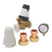 Caleffi 1" Press Union, PresCal Pressure Reducing Valve w/ Gauge, 15-90 psi (Lead-Free) - Image 2