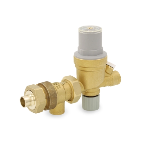 Caleffi 1/2" Sweat Union x FNPT, AutoFill Boiler Pressure Reducing & Backflow Preventer Valve Combo