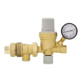Caleffi 1/2" FNPT Union x FNPT, AutoFill Boiler Pressure Reducing & Backflow Preventer Valve Combo w/ Pressure Gauge - Image 3