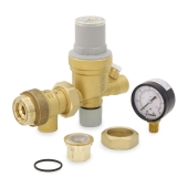 Caleffi 1/2" FNPT Union x FNPT, AutoFill Boiler Pressure Reducing & Backflow Preventer Valve Combo w/ Pressure Gauge - Image 2