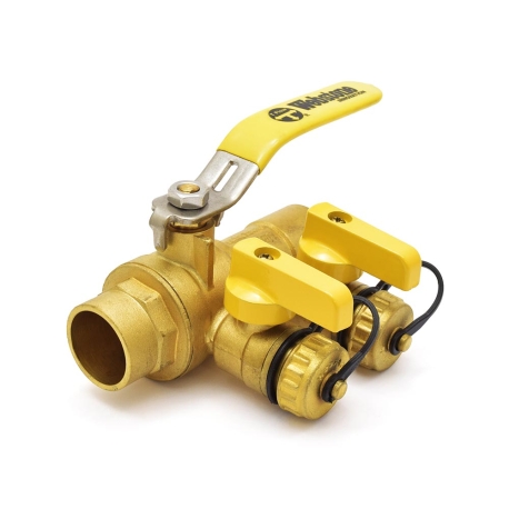 Webstone Valves 1" Sweat (Solder) Purge & Fill Ball Valve w/ Hose Drains