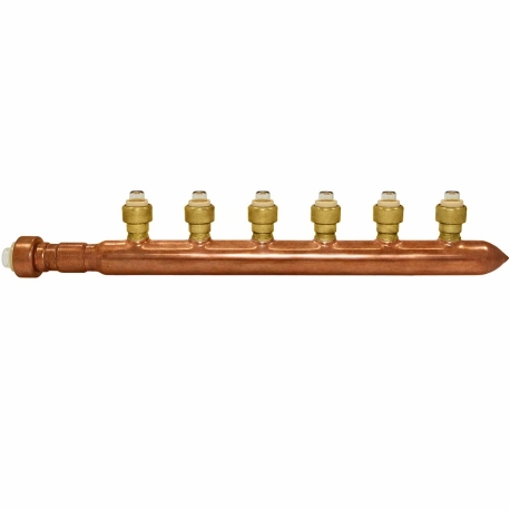 Sioux Chief 6-port Copper Manifold with 1/2" Push-to-Connect Branches, 3/4" x Closed