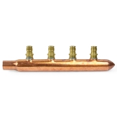 Sioux Chief 4-branch 1/2" PEX-A (F1960) Copper Manifold, 3/4" Male Sweat x Closed, LF - Image 1