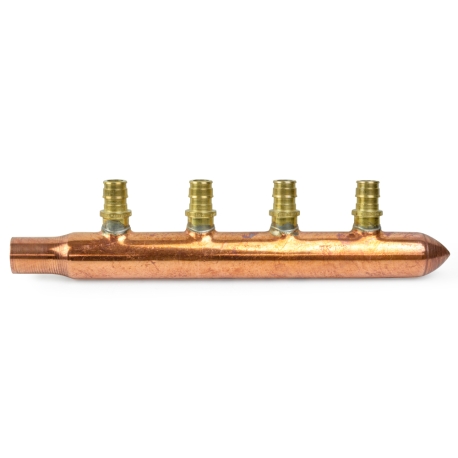Sioux Chief 4-branch 1/2" PEX-A (F1960) Copper Manifold, 3/4" Male Sweat x Closed, LF