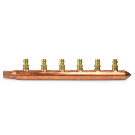 Sioux Chief 6-branch 1/2" PEX-A (F1960) Copper Manifold, 3/4" Male Sweat x Closed, LF