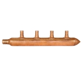 Sioux Chief 4-port Copper Manifold with 1/2" PEX branches, 3/4" PEX x Closed - Image 1