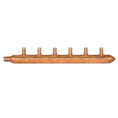 Sioux Chief 6-port Copper Manifold with 1/2" PEX branches, 3/4" PEX x Closed - Image 1