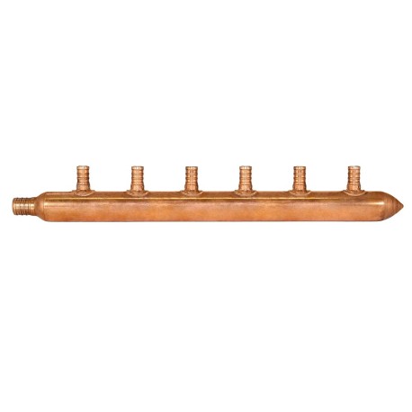 Sioux Chief 6-port Copper Manifold with 1/2" PEX branches, 3/4" PEX x Closed