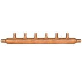 Sioux Chief 6-port Copper Manifold with 1/2" PEX branches, 3/4" PEX x Open - Image 1