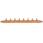 8-port Copper Manifold with 1/2" PEX branches, 3/4" PEX x Open
