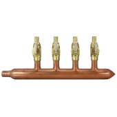 Sioux Chief 4-port Copper Manifold with 1/2" PEX Valves, 3/4" PEX x Closed - Image 1