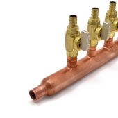Sioux Chief 4-port Copper Manifold with 1/2" PEX Valves, 3/4" PEX x Closed - Image 3