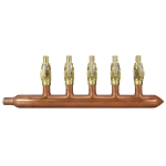 5-port Copper Manifold with 1/2" PEX Valves, 3/4" PEX x Closed