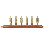 6-port Copper Manifold with 1/2" PEX Valves, 3/4" PEX x Closed